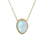 Moonstone Pear Necklace in Gold