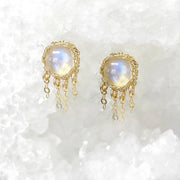 Moonstone Jellyfish Post Earrings In Gold