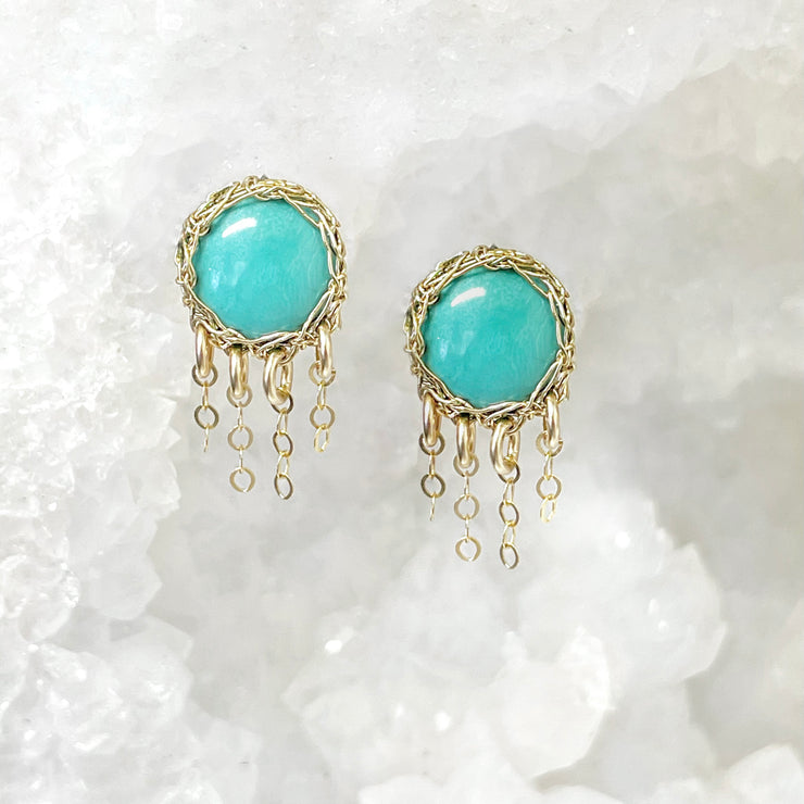 Turquoise Jellyfish Post Earrings In Gold