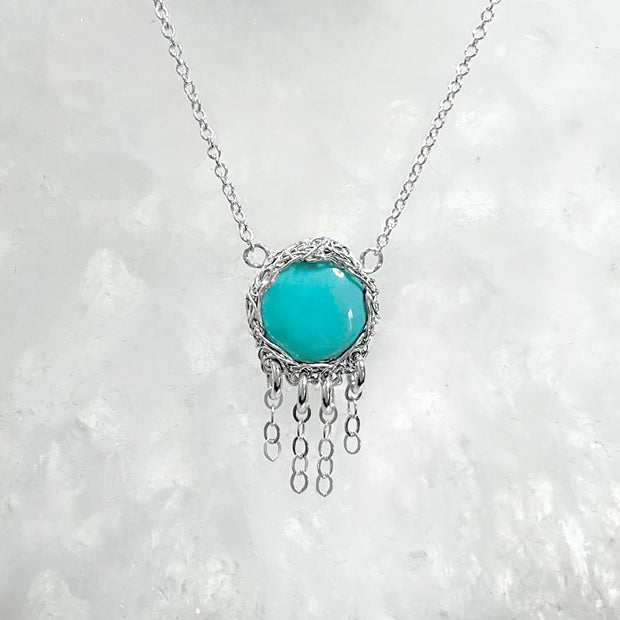 Turquoise Jellyfish Necklace In Silver
