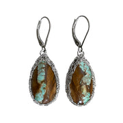 Royston Ribbon Turquoise Earrings In Silver