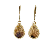Small Dendritic Agate Earrings In Gold