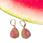 14 Karat Gold Watermelon Tourmaline Earrings