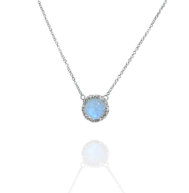 New Moon Moonstone Necklace In Silver