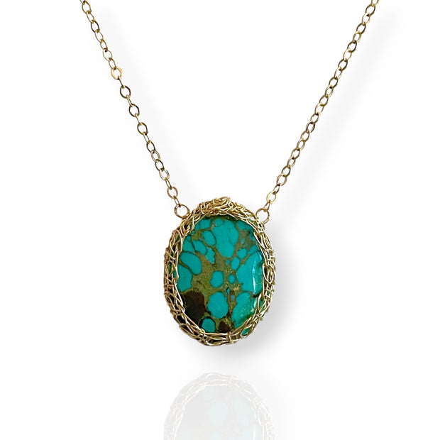 Hubei Turquoise Tree Necklace In Gold
