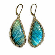 Labradorite Wing Earrings in Gold