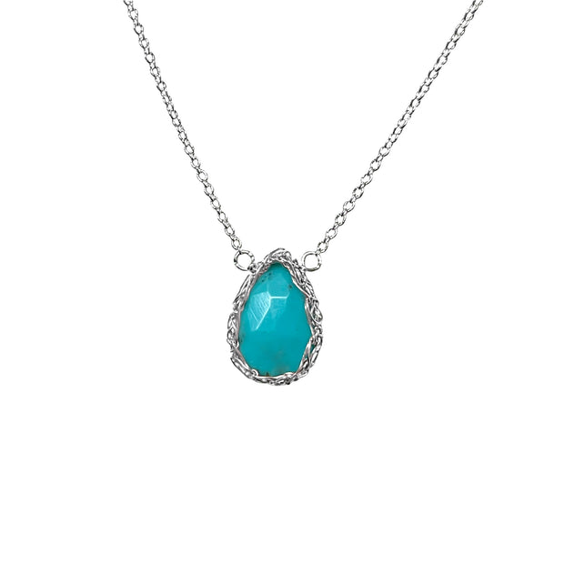 Turquoise Teardrop Necklace in Silver