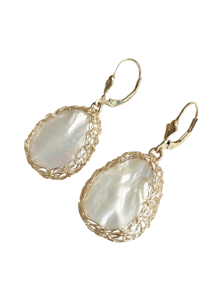 Large Keshi Pearl Earrings In Gold