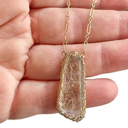 Kunzite Crystal Necklace In Gold