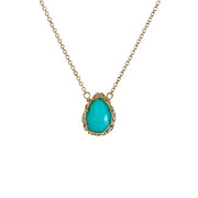 Turquoise Teardrop Necklace in Gold