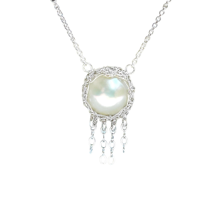 Pearl Jellyfish Necklace In Silver