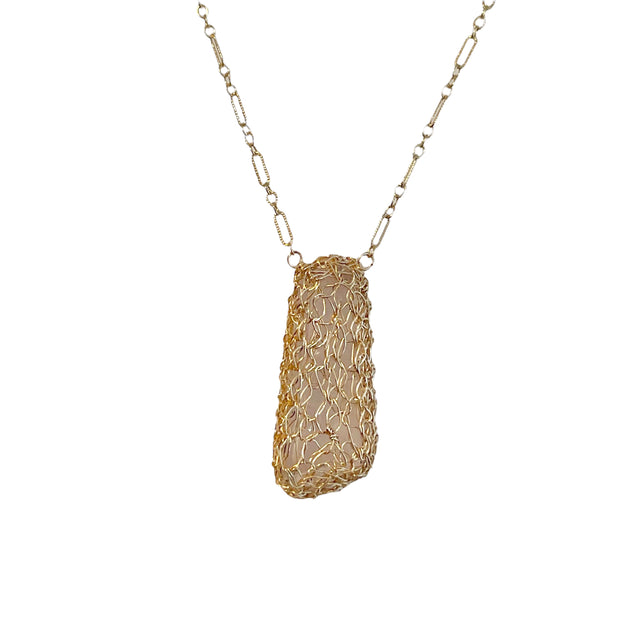 Kunzite Crystal Necklace In Gold