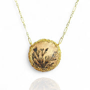 Full Moon Dendritic Agate Necklace In Gold