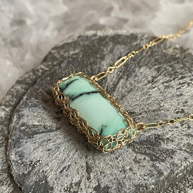 Variscite bar necklace in gold