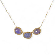 Triple Tanzanite Oval Necklace In Gold
