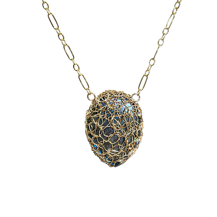 Labradorie Pear Necklace in Gold