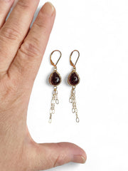 Garnet Tassel Earrings In Gold