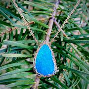 14 Karat Gold Teardrop Boulder Opal Necklace