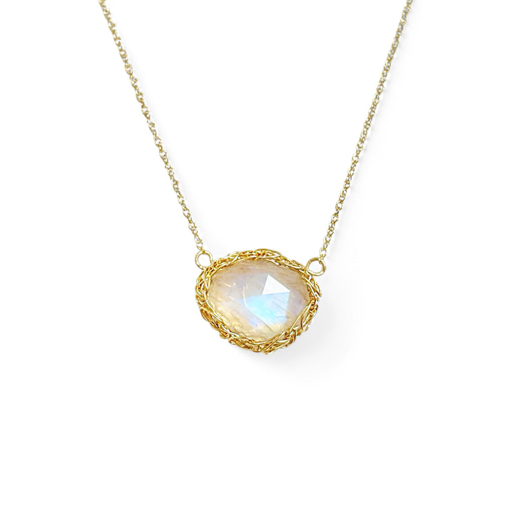 14kt Gold Rainbow Moonstone Necklace