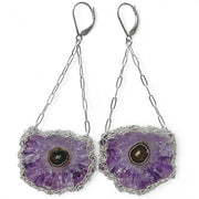 Amethyst Stalactite Swing Earrings in Silver