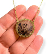 Full Moon Dendritic Agate Necklace In Gold