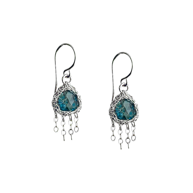 London Blue Topaz Jellyfish Teardrop Earrings In Silver