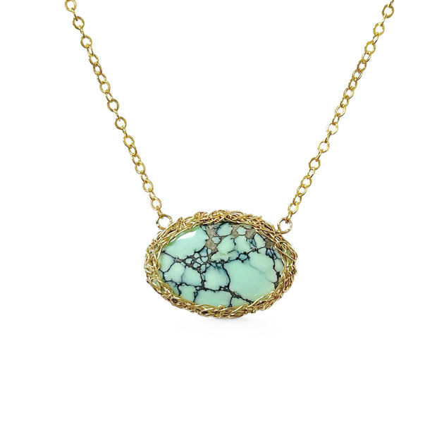 Desert Bloom Variscite Oval necklace in gold