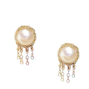 Pearl Jellyfish Post Earrings In Gold