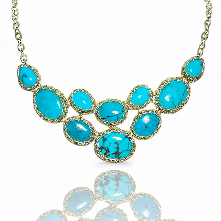 Natural Turquoise Queen’s Necklace in Gold