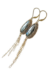 Labradorite Tassel Earrings In Gold