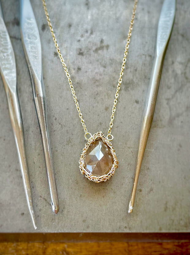 14kt Salt & Pepper Diamond Teardrop Necklace