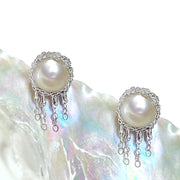 Pearl Jellyfish Post Earrings In Silver