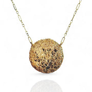 Full Moon Dendritic Agate Necklace In Gold