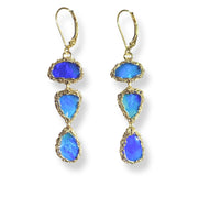 Australian Boulder Opal Trinity Drop Earrings in Gold