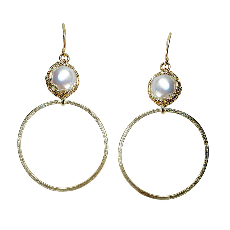 Ivory Pearl Hoops In Gold