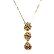 Garnet Trinity Drop Necklace in gold