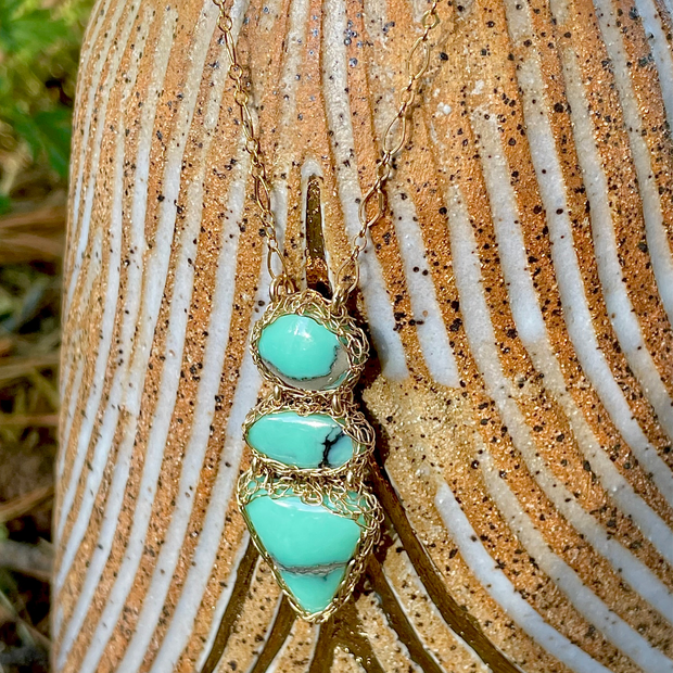 Variscite Triad Necklace In Gold