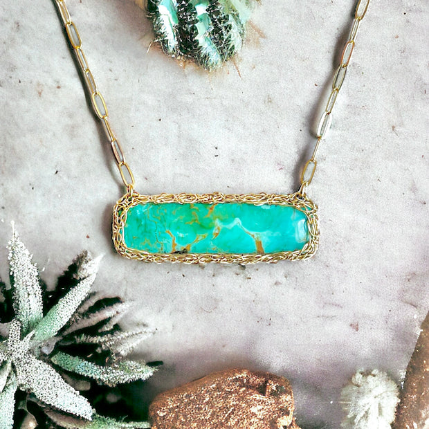 Royston Turquoise Horizon Necklace In Gold