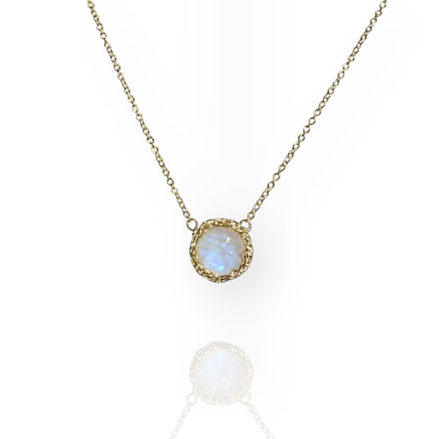 New Moon MoonstoneNecklace In Gold