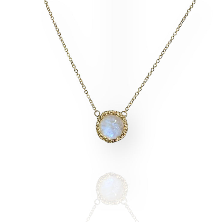 New Moon MoonstoneNecklace In Gold