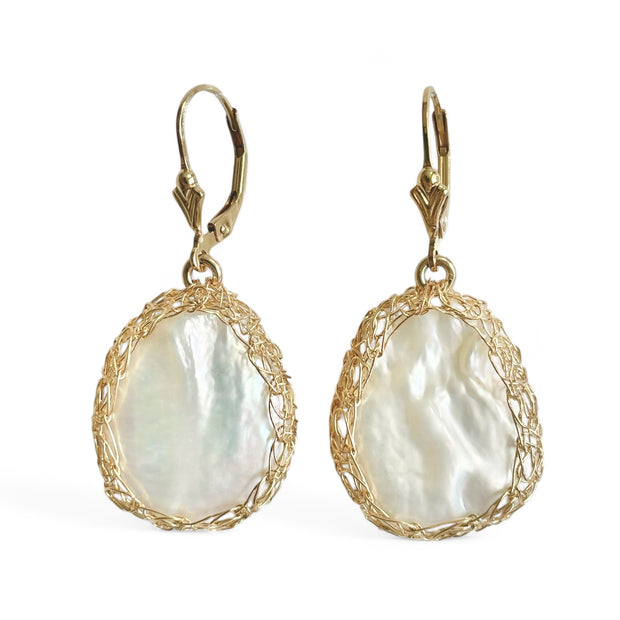 Large Keshi Pearl Earrings In Gold