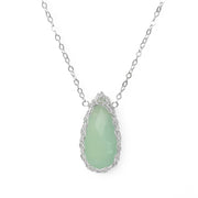 Aqua Chalcedony Drop Necklace In Silver