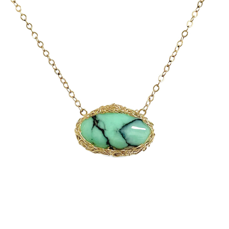 Variscite Oval Necklace In Gold