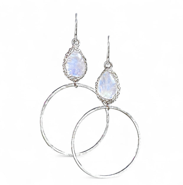 Sierra Moonstone Hoops In Silver