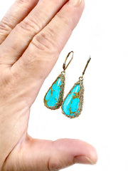 Royston Ribbon Turquoise Teardrop Earrings In Gold