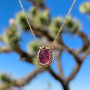 Rubellite Tourmaline Drop Necklace In Gold