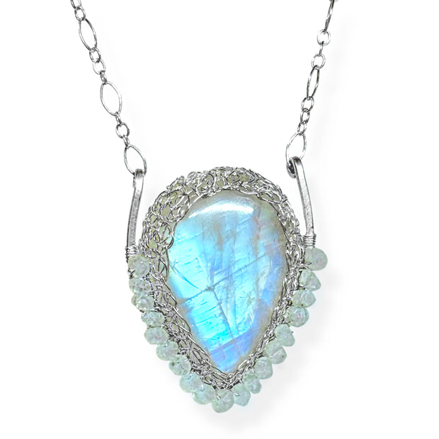 Moonstone Drop In the Ocean in Silver