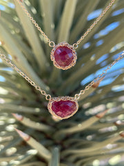 Rubellite Tourmaline Heart Necklace In Gold