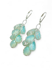 Aqua Chalcedony Cascade Earrings In Silver