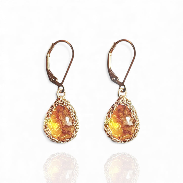 Large Citrine Drop Earrings In Gold